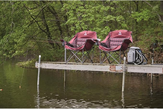 Guide Gear Oversized Extra Large Padded Camping Chair, Portable, Folding, Large Camp Lounge Beach Chairs for Outdoor, Adults, Men and Women, Heavy-Duty 400 Pound Capacity, with Cup Holder Red Plaid
