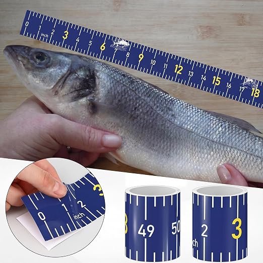 4 Pack Fishing Ruler for Boat 51" Self Adhesive Fishing Measuring Tape Fish Measuring Decals Waterproof Self Adhesive Measurings Ruler Sticker (Blue)