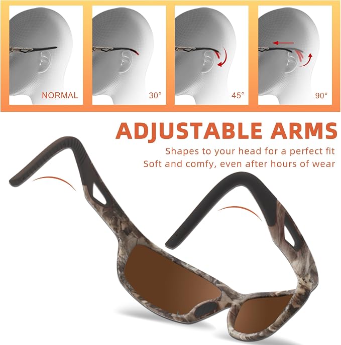 Camo Polarized Wrap-around Sport Sunglasses for Men Women UV400 Driving Fishing Hunting Sun Glasses