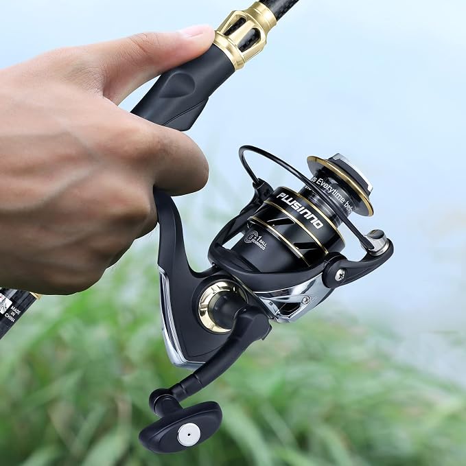 PLUSINNO Fishing Rod and Reel Combo, Telescopic Fishing Pole Kit with Spinning Reel, Tackle Box, Fishing Lures and Travel Carrying Bag, Fishing Gear Gifts for Men