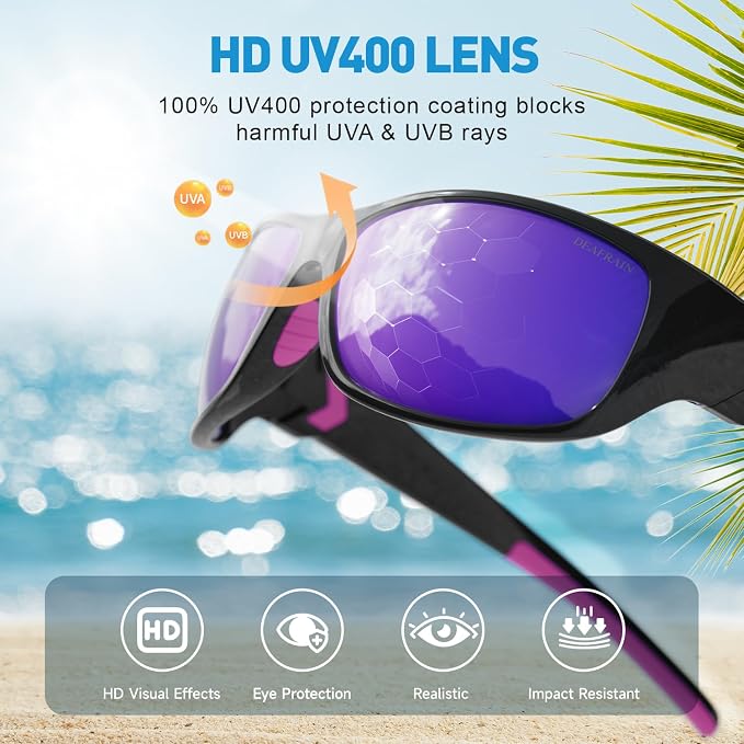 DEAFRAIN Polarized Sports Sunglasses for Men Women Driving Fishing Cycling Running UV Protection