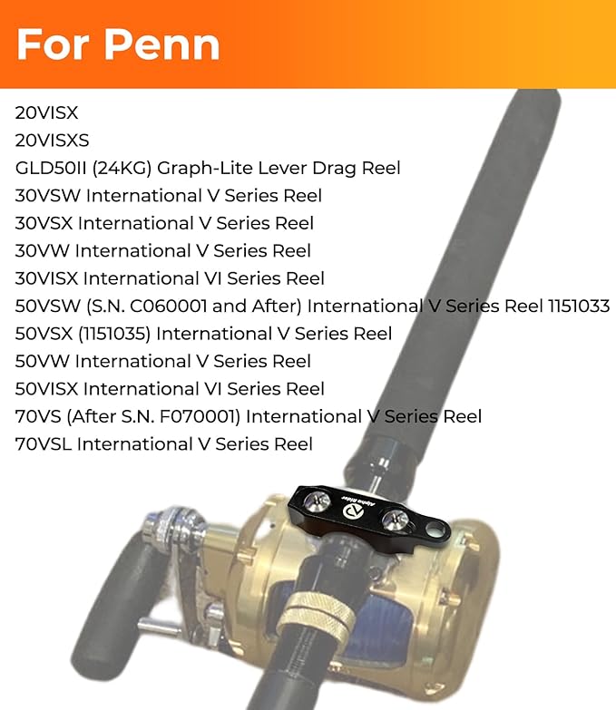 Fishing Reel Rod Clamp Fishing Reels Parts for Penn 20 30 50 70 International V VI Series Reel Rod Clamp Mount Anodized Aluminum Alloy (No Bolts or Screws)