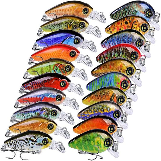 Mini Crankbait Fishing Lures Kits Swimbait Wobbler Hard Baits for Bass Trout Pike Freshwater and Saltwater 10pc-20pc/pack