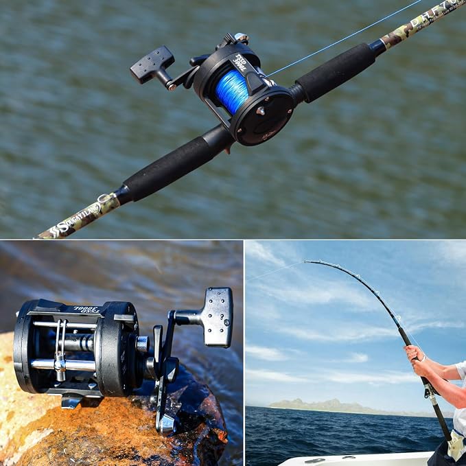 Sougayilang Conventional Reel – 27LB Max Drag,Saltwater Inshore Surf Trolling Reel for Catfish, Musky, Bass, Salmon/Steelhead, Striper – Heavy Duty Round Baitcasting Fishing Reel