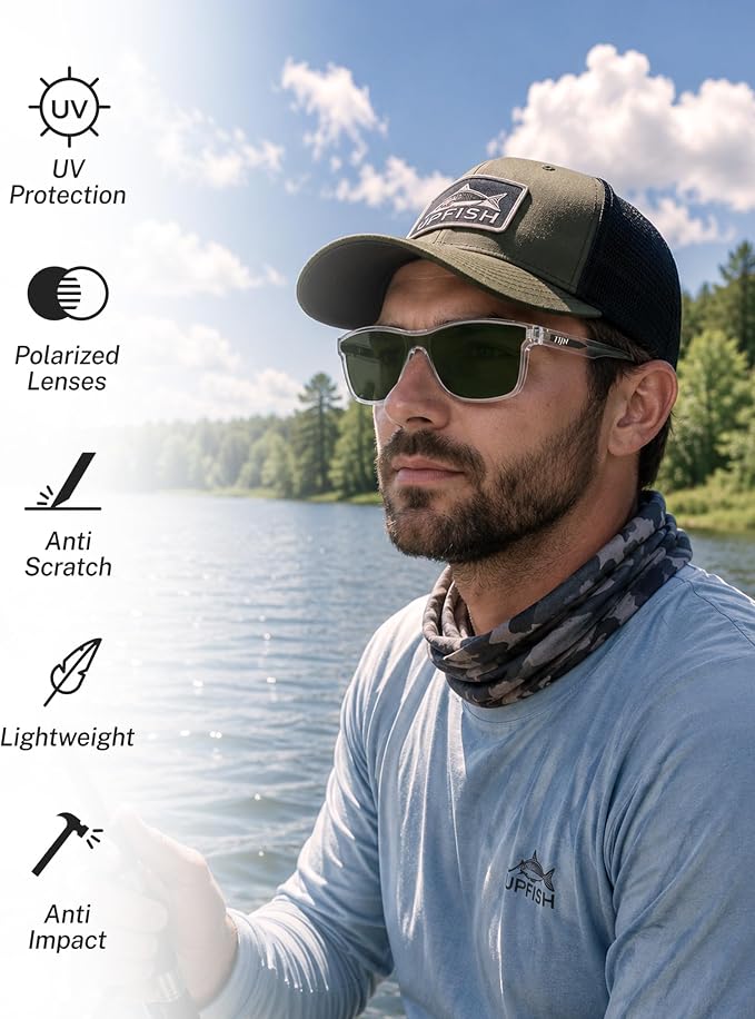 TIJN Polarized Fishing Sunglasses for Men Women UV400 Protection,Wraparound Outdoor Sports Glasses for Fishing,Hiking