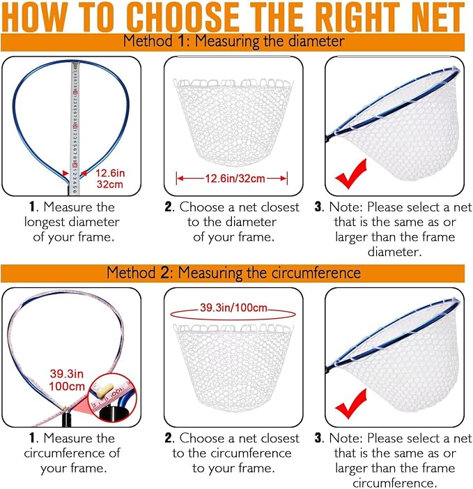 Dovesun Rubber Fishing Net Replacement Netting Without Handle Clear Black Fishing Nets for Fish Fly Fish Landing Net Bag for Freshwater Saltwater Foldable Trout Net Rubber Mesh 5 Sizes White Black Red