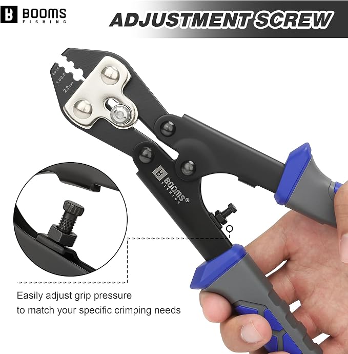 Booms Fishing Crimping Pliers Tool: 8.8in Crimper for Wire & Mono Lines up to 2.2mm - Compatible with Oval & Double Barrel Sleeves - XW42 Rigging Tool for Serious Anglers & Tackle Makers