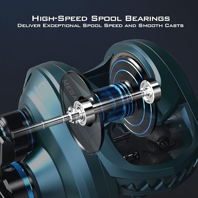 KastKing MegaJaws Elite Baitcasting Fishing Reel, New AutoMag Dual Braking System, Only 6.7oz, 17.64 LBs Carbon Fiber Drag, 11+1 Shielded BB, High Speed 5.4:1 to 9.1:1 Gear Ratios