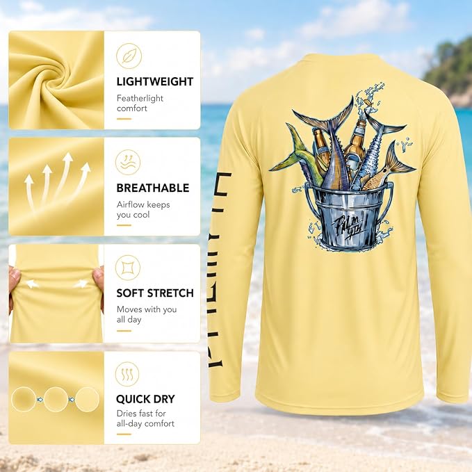 Palmyth Fishing Shirts for Men Long Sleeve UPF 50+ T Shirt Sun Protection Tee