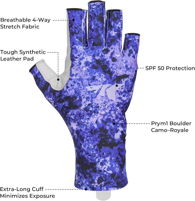 KastKing La Sal Fishing Gloves UPF50+ Sun Gloves UV Protection Fingerless Gloves Men Women for Outdoor, Kayaking, Rowing, Paddling, Canoeing, Hunting
