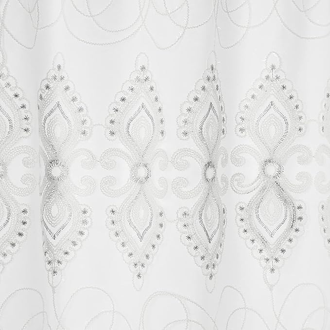 Zahari Home Monaco Bathroom Shower Curtain Set - 13pc Classic Luxury Contemporary Design with 12 Hooks