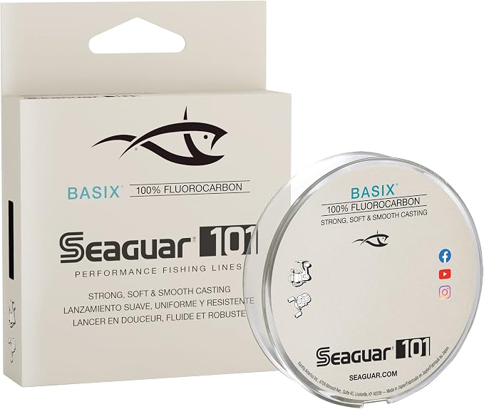 Seaguar Basix Freshwater Mainline, 100% Fluorocarbon Fishing Line, Multiple Sizes