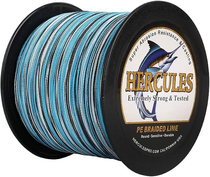 HERCULES Cost-Effective Super Strong 4 Strands Braided Fishing Line 6LB to 100LB Test for Salt-Water, 109/328 / 547/1094 Yards (100M / 300M / 500M / 1000M), Diam# 0.08MM - 0.55MM, Hi-Grade