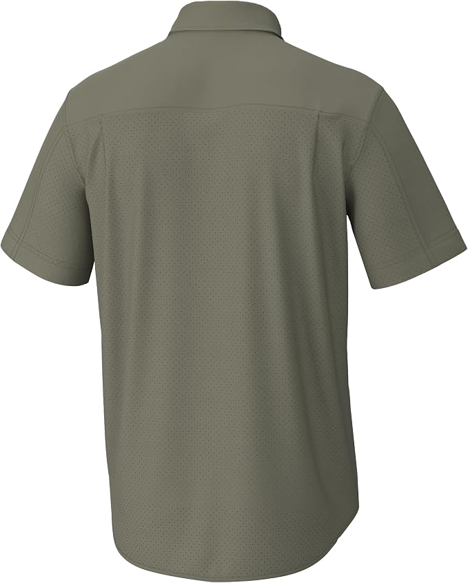HUK Men's Tide Point Kc Scott Original Artwork Short Sleeve Shirt, Fishing Button Down
