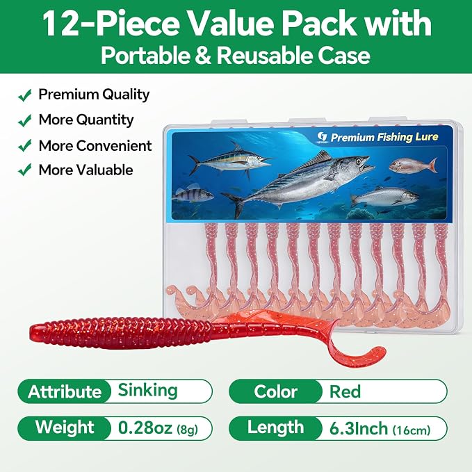 Clearance Bionics-Designed Durable Soft Plastic Fishing Lures Kit with Bonus Accessories, 3/4/5/6 Inch, 9-Type Lifelike Swimbaits in One Gear Set Included Tackle Box for Bass