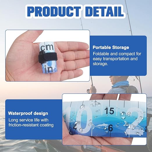 Foldable Fishing Tape Measure Portable Waterproof Fishing Length Ruler Fish Measurement Tool for Boats Coolers Kayaks Saltwater Freshwater 35inch
