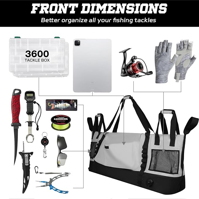 MORXPLOR Insulated Fish Cooler Kill Bag with Flat Bottom-25x17.5 40x16 60x20Inches Waterproof Fishing tackle Kill Cooler Bag