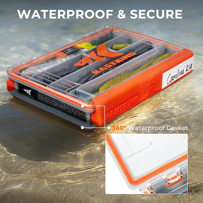 KastKing HyperSeal 3500 Double-Sided Waterproof Fishing Tackle Box – Adjustable Dividers, EVA Foam Jig Storage, Lure & Terminal Tackle Organizer,1 Pack