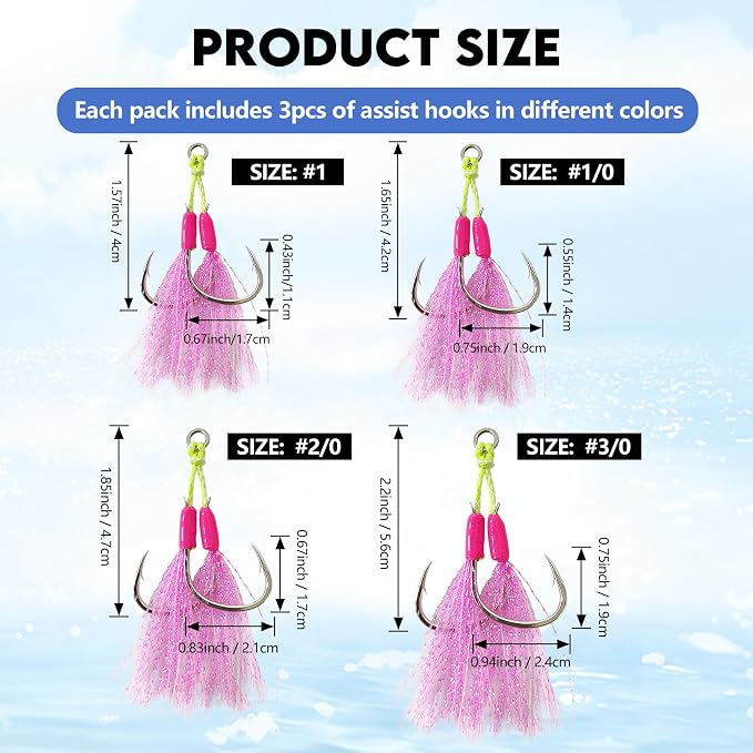 Eupheng Fishing Assist Hooks for Topwater Lures, Dancing Stinger Jigging Hooks Replacement Fishing Hooks for Freshwater & Saltwater
