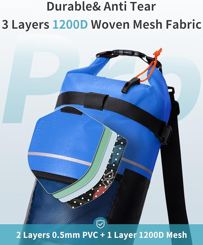 ECOHUB Waterproof Dry Bag for Women Men, 5L/10L/20L Roll Top Lightweight Dry Storage Bag Backpack for Travel Kayaking Hiking Floating with Waterproof Phone Case