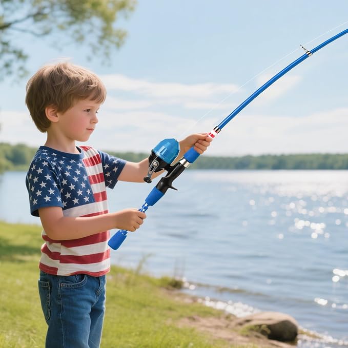 Kids Fishing Pole, Portable Telescopic Kids Fishing Poles for Boys Girls Youth, Fishing Rod and Reel Combo