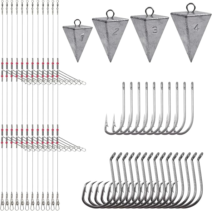 Surf Fishing Tackle Kit Surf Fishing Rigs Double Hook Bottom Rigs Hi-Lo Rig Fishing Leader Rig Pier Fishing Catfishing Bottom Fishing Beach Ocean Saltwater Fishing Rigs