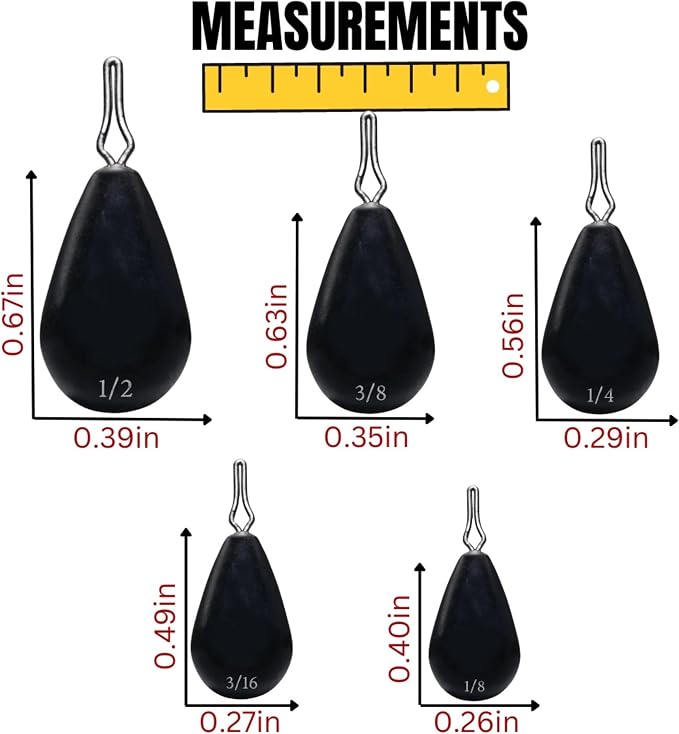 Reaction Tackle Tungsten Drop Shot Weights - Fishing Sinkers for Bass Drop Shot Rig - Size Stamped - Freshwater and Saltwater