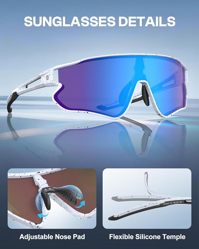 DUCO Polarized Sports Sunglasses for Men Women: UV400 Protection 24g Wrap Around Glasses for Baseball Running Hiking DC0023