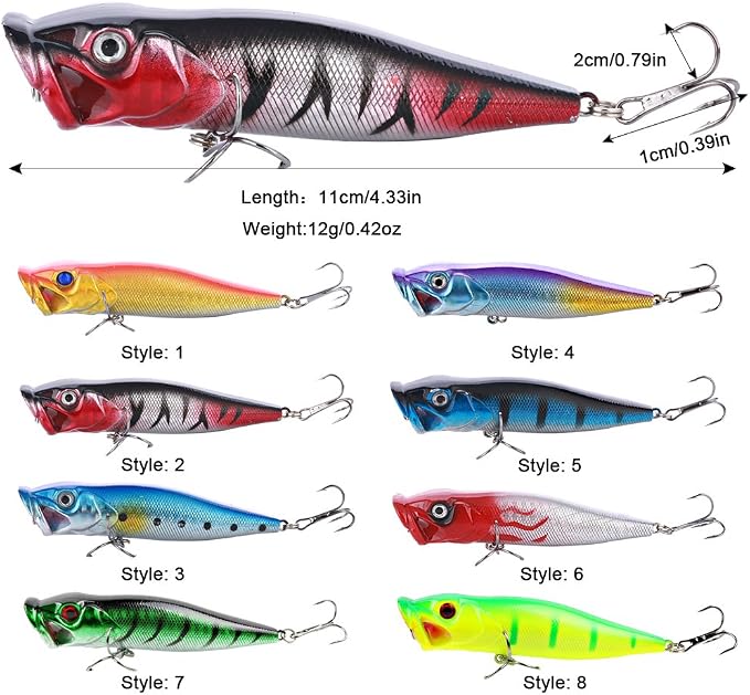 Sougayilang Fishing Lures Large Hard Bait Minnow VIB Lure with Treble Hook Life-Like Swimbait Fishing Bait Popper Crankbait Vibe Sinking Lure for Bass Trout Walleye Redfish