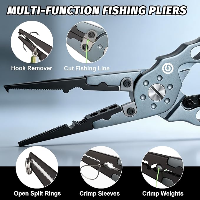 Go Pal Fishing Tool Set - Fishing Gear - Fishing Pliers with Lanyard and Protective Sheaths, Fish Lip Gripper, Fishing Scissors - All-in-One Fishing Accessories & Ideal Fishing Gifts for Men