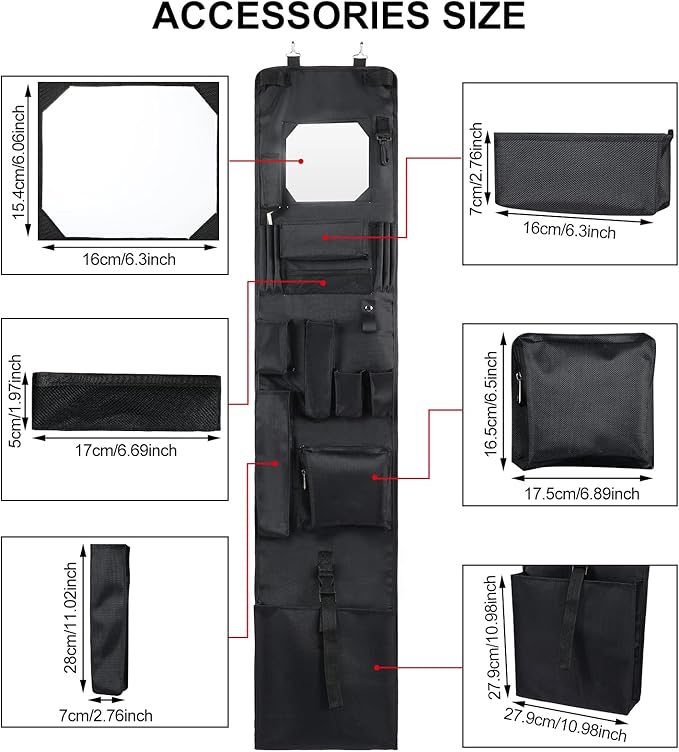 Woanger Police Style Hanging Closet 52 x 11 Inches Door Organizer Locker Shelf Hanging Locker Organizer with Mirror for Police Security Law Enforcement (Black, 1 Pcs)