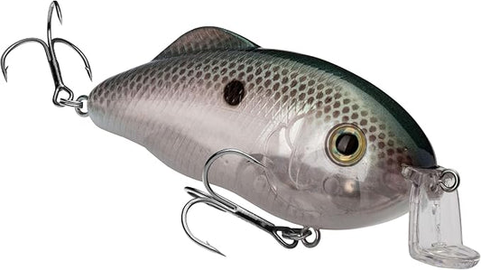 Strike King Hybrid Hunter Shallow Jr. Fishing Lure, Shallow Diving Crankbait, 90-Degree Bill, 3D Eyes, Loud Rattle, Dives 1 to 3-Feet,Size 4 & 6 Treble Hooks