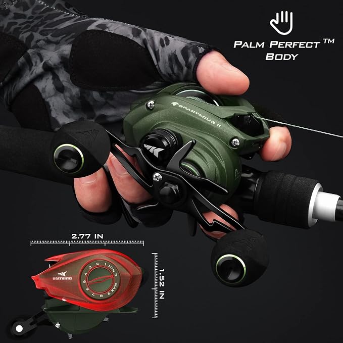 KastKing Spartacus II Baitcasting Fishing Reel, 6oz Ultralight Baitcaster Reel, Super Smooth with 17.6 LB Carbon Fiber Drag, 7.2:1 Gear Ratio, 39mm Palm Perfect Lower Profile Design