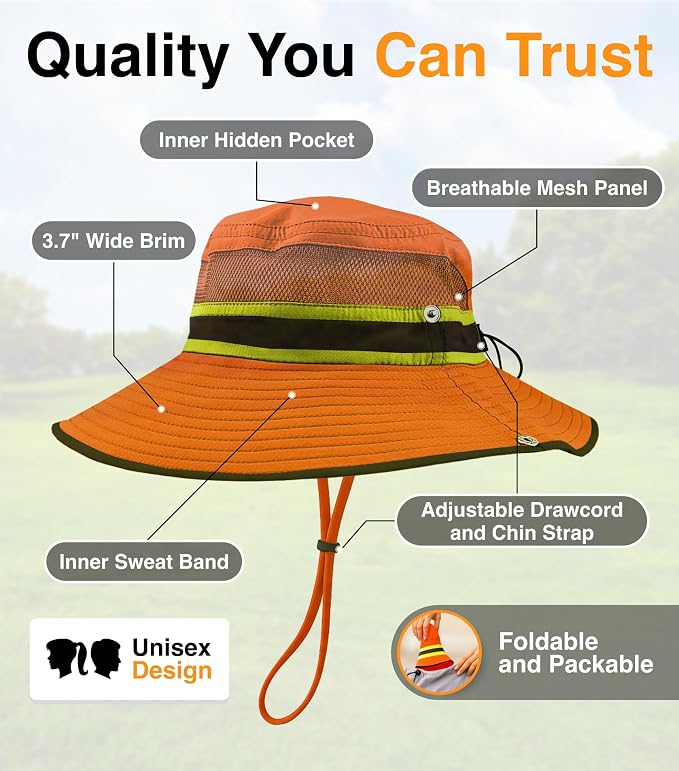 GearTOP Safari Hat for Men Sun Hats for Women UV Protection UPF 50+ Fishing, Gardening, Hiking Hat (22-23 1/2")
