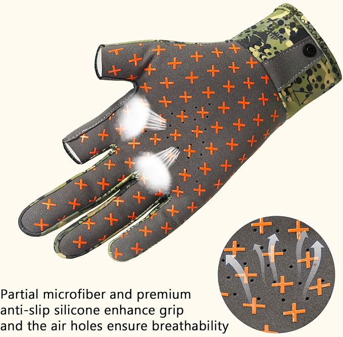 BASSDASH Unisex Fingerless Camo Hunting Gloves for Men's Women's Early Season Warm Weather UPF 50+ Lightweight Fishing Photography HG03
