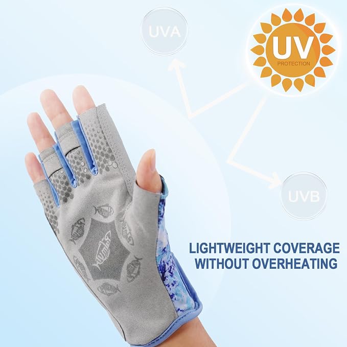 Palmyth UPF 50+ Fingerless Sun Fishing Gloves –UV Protection Lightweight Water Sports Gloves for Kayaking, Paddling & Canoeing