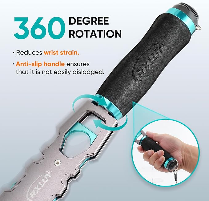 11.5" Fish Lip Gripper with Scale, Max 40lbs Scale, 360° Swivel Non-Slip Handle, Fish Grabber Control Tool for Safe, Hook Removal, Easy Catch & Release, Fishing Gifts for Men Women