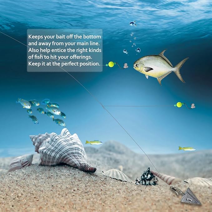 Dovesun 220/104/80/60/54/52/42pcs Pompano Rig Floats for Surf Fishing Foam Bobbers for Fishing Fly Fishing Bobbers Floats Bright Color Kit/Round/Cylindrical/Heart/Bullet/Pill/Spin Shape