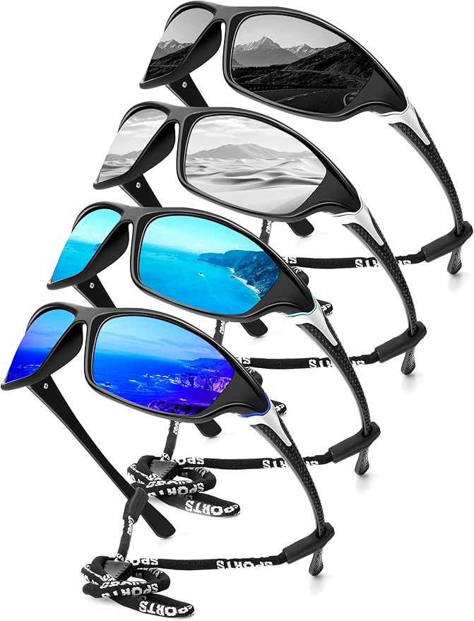 KALIYADI 4 Pack Polarized Sunglasses-Men Sports Sun-glasses: Mens Sunglasses UV Protection for Fishing Driving Cycling