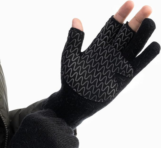 Avantic Alpaca Fishing Gloves for Men & Women with 3-Cut Fingers & Anti-Slip Grip for Winter Fly Fishing