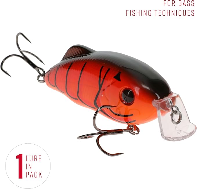 Strike King Hybrid Hunter Shallow Jr. Fishing Lure, Shallow Diving Crankbait, 90-Degree Bill, 3D Eyes, Loud Rattle, Dives 1 to 3-Feet,Size 4 & 6 Treble Hooks