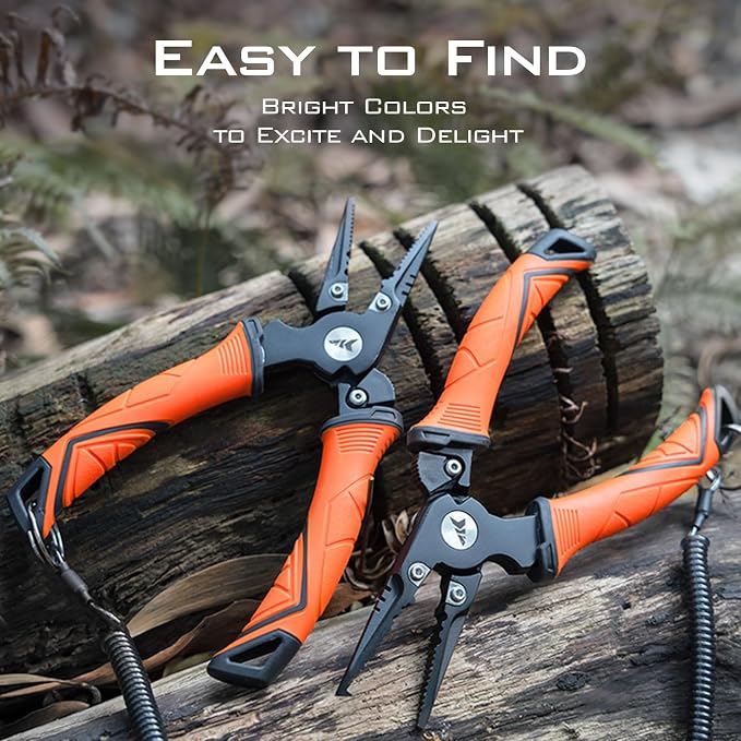 KastKing Paradox Fishing Pliers, Angled Fish Lip Gripper, Saltwater Resistant 420 Stainless Steel Fishing Tools, Fishing Pliers Hook Remover with Ergonomic Handle, Fishing Gifts for Men