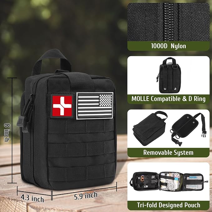 ABPIR 170 PCS Survival Kits, Survival First Aid Kit with Essential Survival Gear Emergency Medical Supplies for Hiking Camping Backpacking Outdoor Adventure, Gifts for Him Dad Men Christmas