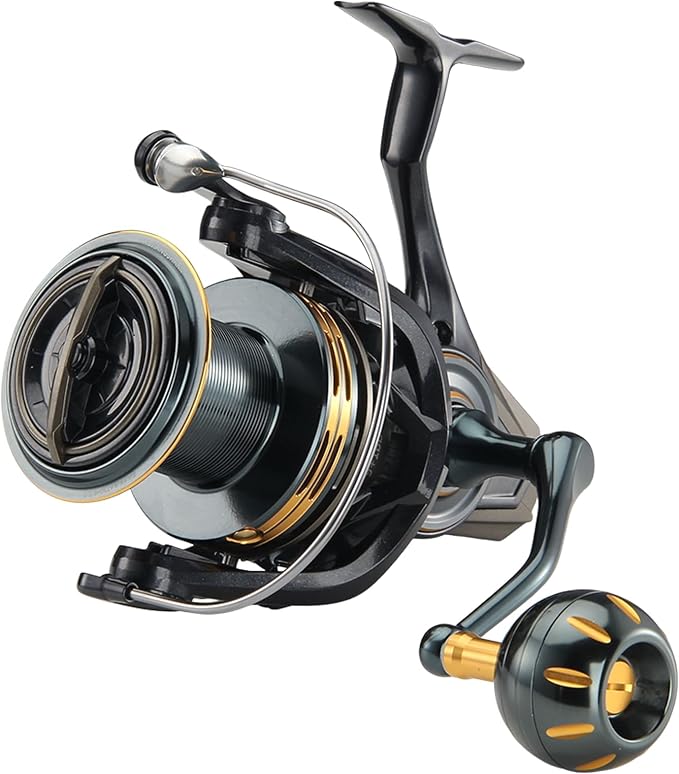 Big Game Surf Spinning Fishing Reel 8000/12000,20KG Drag Power Backlash-Free Bearings,Metal Reel Seat,Zinc Alloy Gear for Saltwater Inshore and Offshore Fishing
