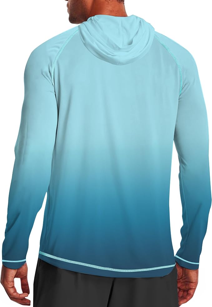 Men's UPF 50+ Sun Protection Hoodie Shirt Long Sleeve SPF Fishing Outdoor UV Hiking Lightweight Shirts