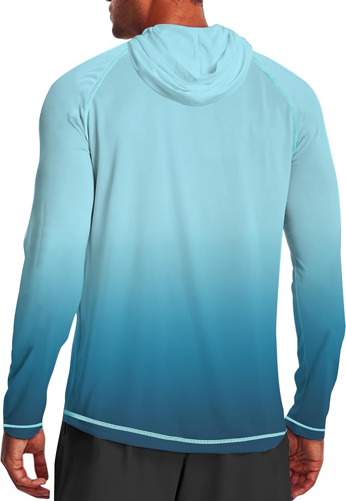 Men's UPF 50+ Sun Protection Hoodie Shirt Long Sleeve SPF Fishing Outdoor UV Hiking Lightweight Shirts