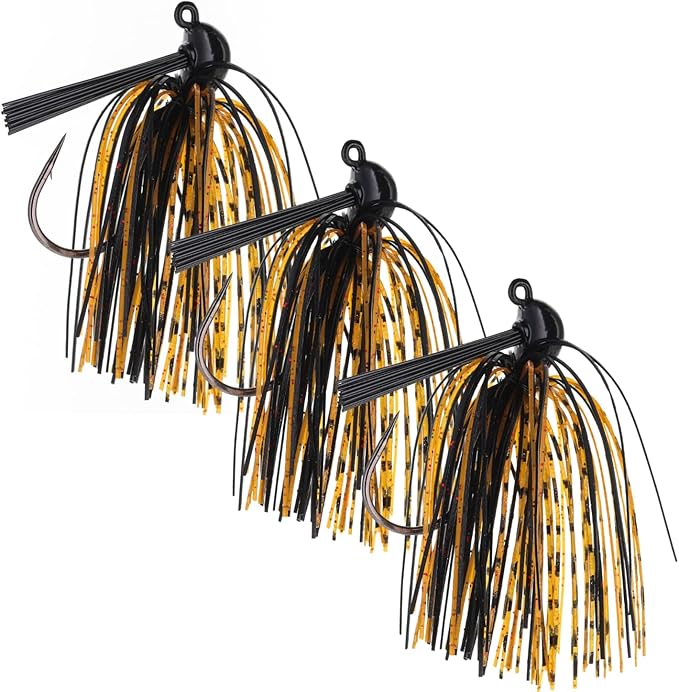 Reaction Tackle Flipping Jigs for Bass Fishing – Weedless Design Fishing Jig Head Fishing Lures - Bass, Pike, Walleye, Muskie and More (3-Pack)