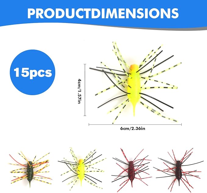 Silicone Soft Dice Fishing Lures: 12pcs Multiple Tentacles Slow Sink Soft Plastic Baits for Bass Drop Shot Finess Wacky Rig