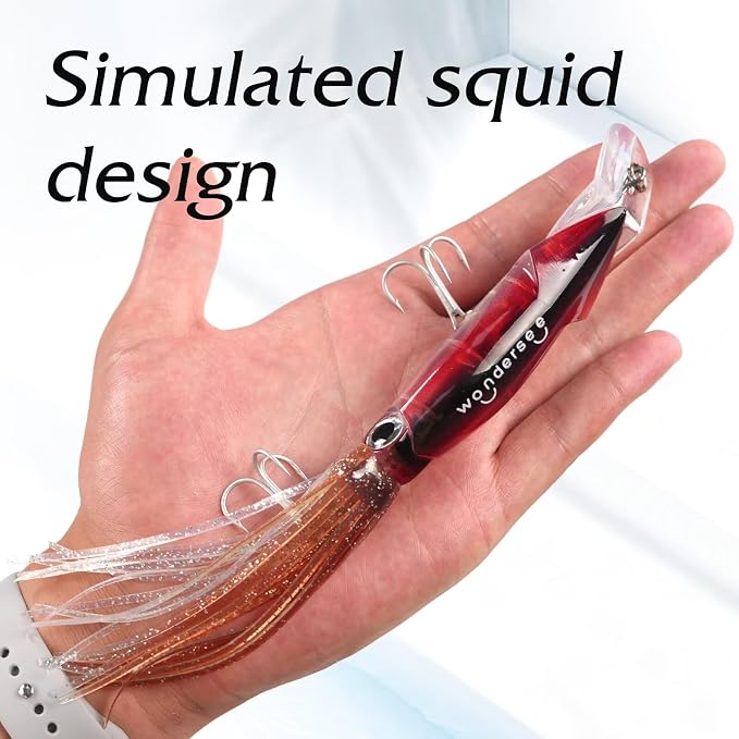 Wondersee Squid Fishing Bait Soft Hard Lures Kit Swimbait Crankbait Jig Simulation Weighted Holographic 4 PCS