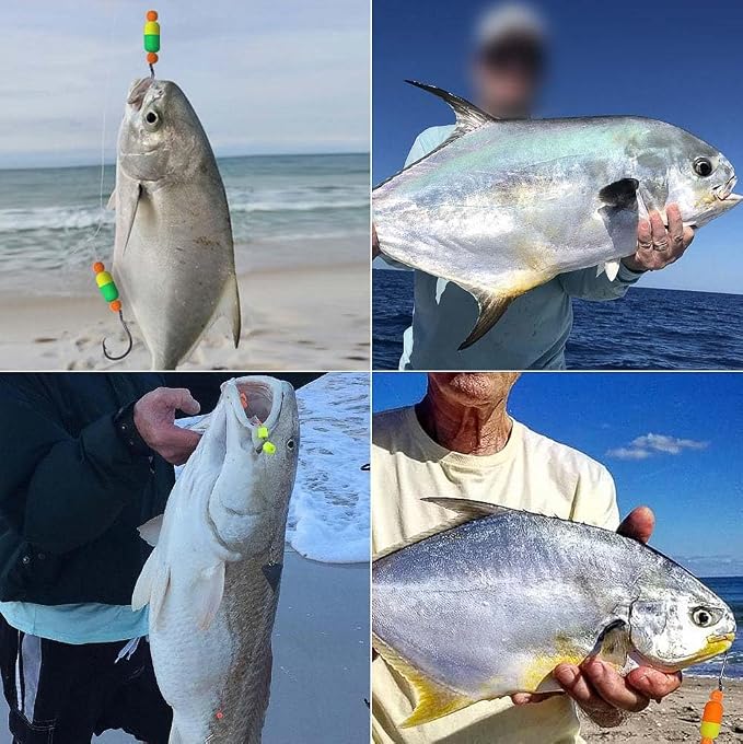 Pompano-Rigs-for-Surf-Fishing-Saltwater-Gear with Double Circle & Wide Gap Hook-6-Pack Surf Fishing Tackle